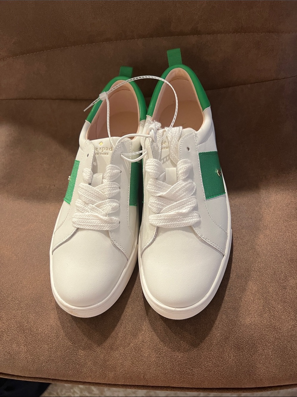 kate spade White Sneakers with Green Accents